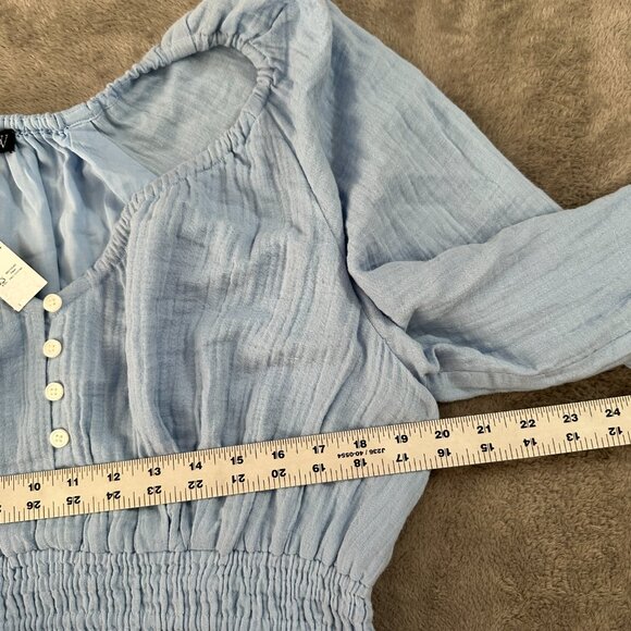 NWT J. Crew V-Neck Midi Maxi Dress Soft Cotton Gauze Large Tall Long LT Blue - Picture 8 of 11